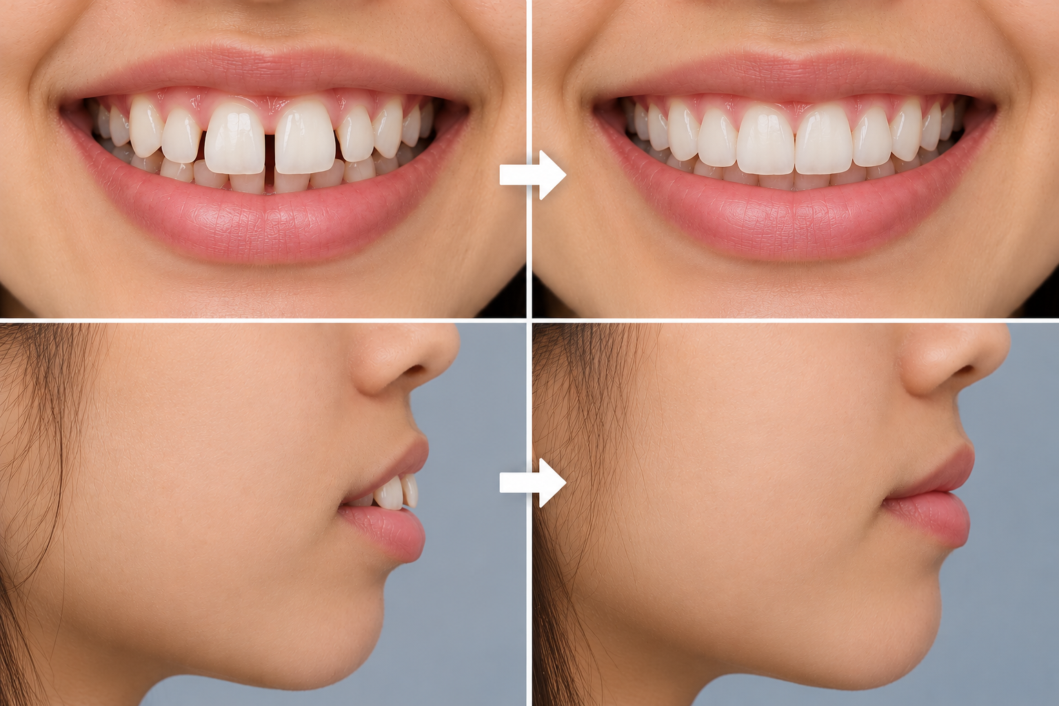Dental illustration for understanding tooth spacing