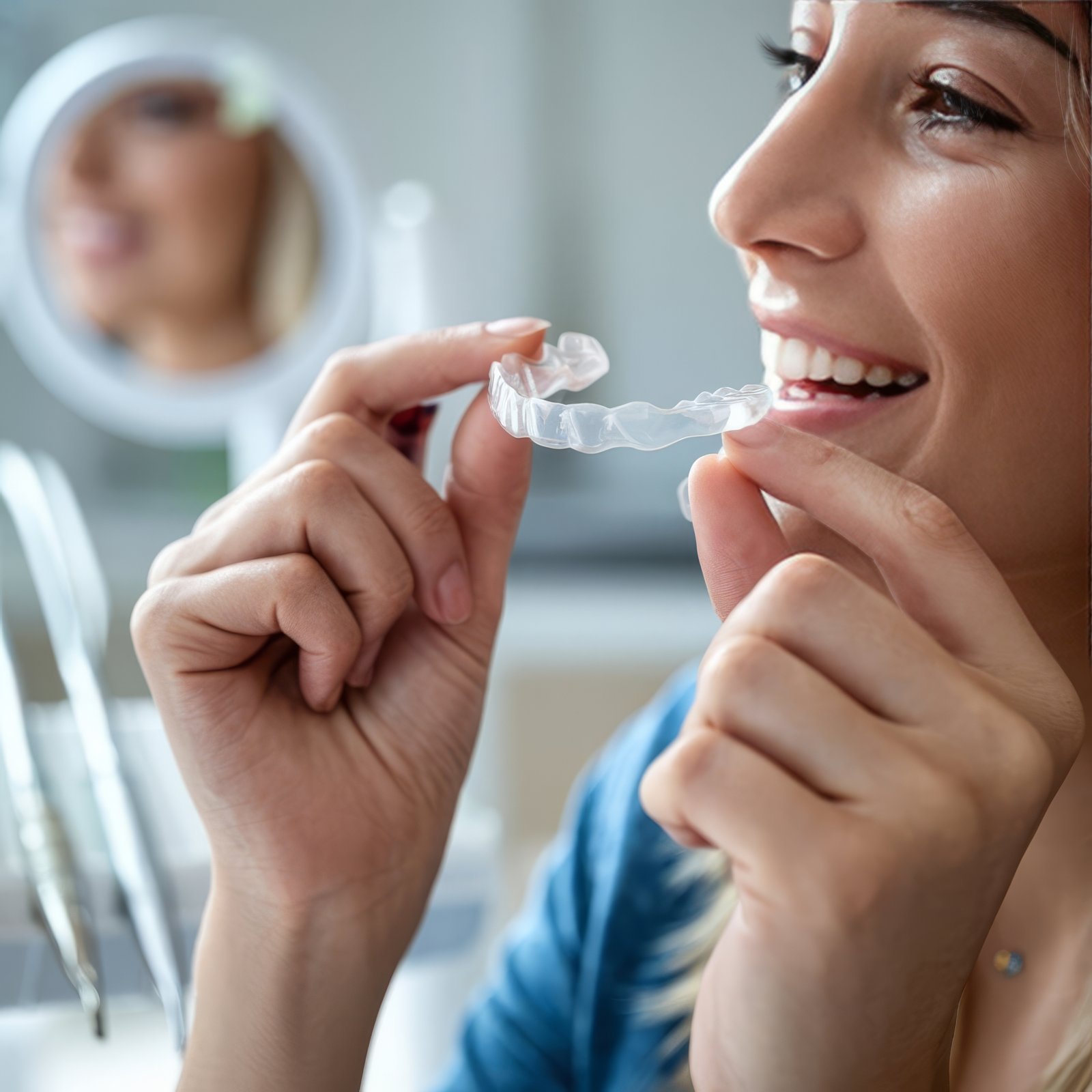 A caring dental professional helping a patient